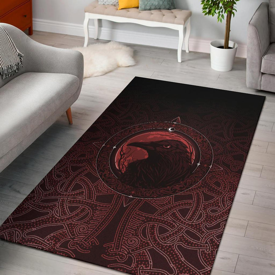 Tspinners Area Rug, Ethnic Odin Raven Red A31