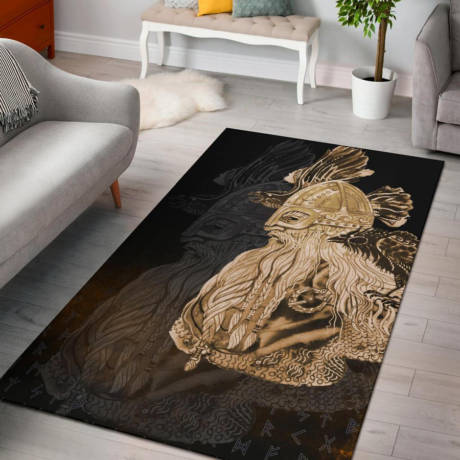 Tspinners Area Rug - Odin Raven Viking Gold A27