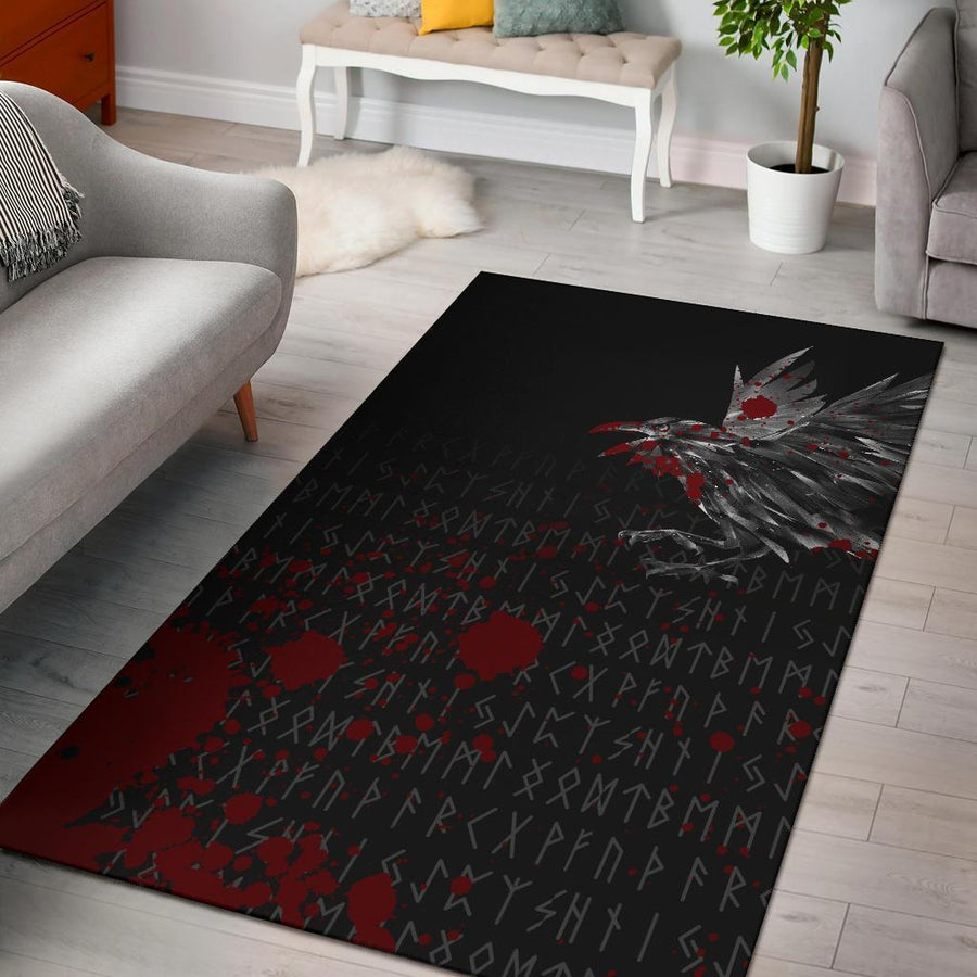 Tspinners Area Rug - The Raven Of Odin Rune Blood A27
