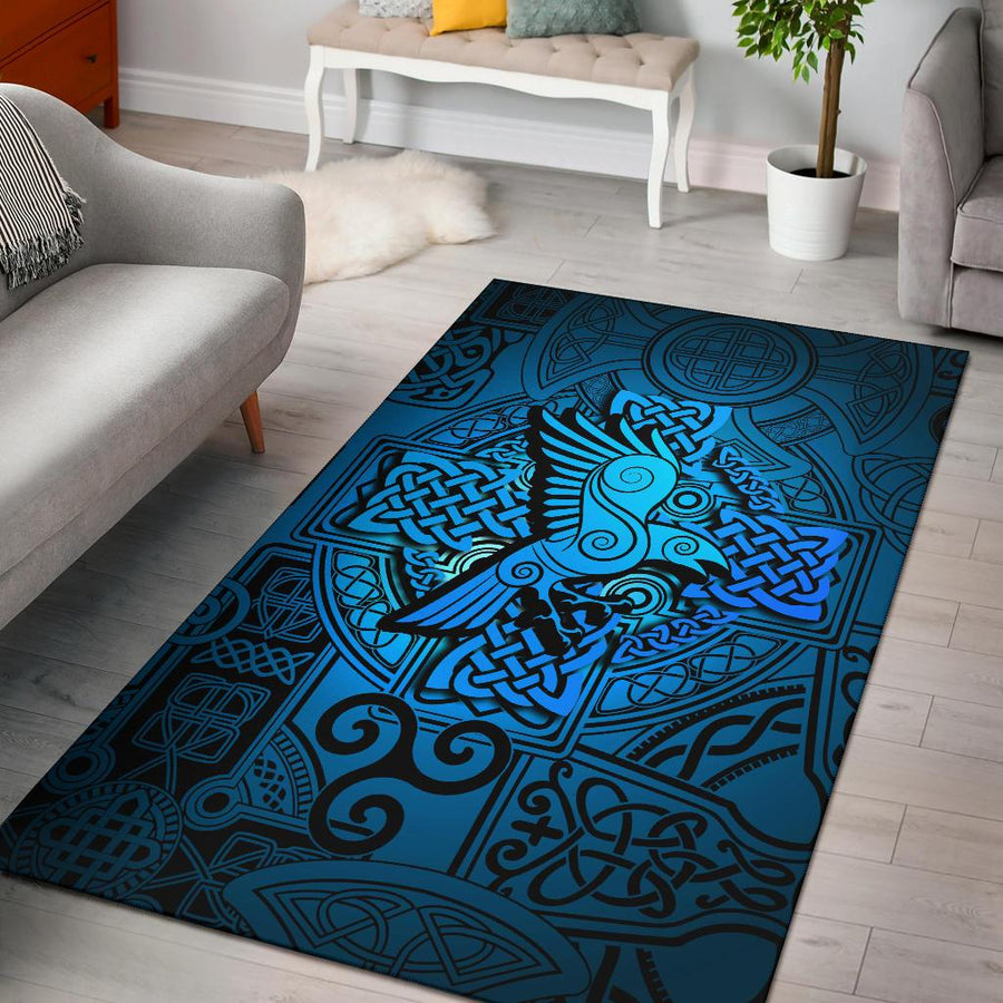 Tspinners Area Rug - Raven Odin Celtic Cyan A31