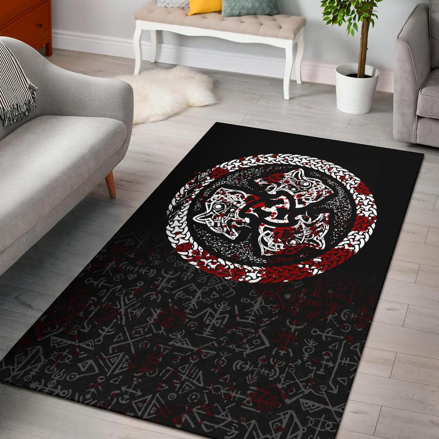 Tspinners Area Rug - Fierce Blood Wolf Symbol Of A Viking Nordic A27