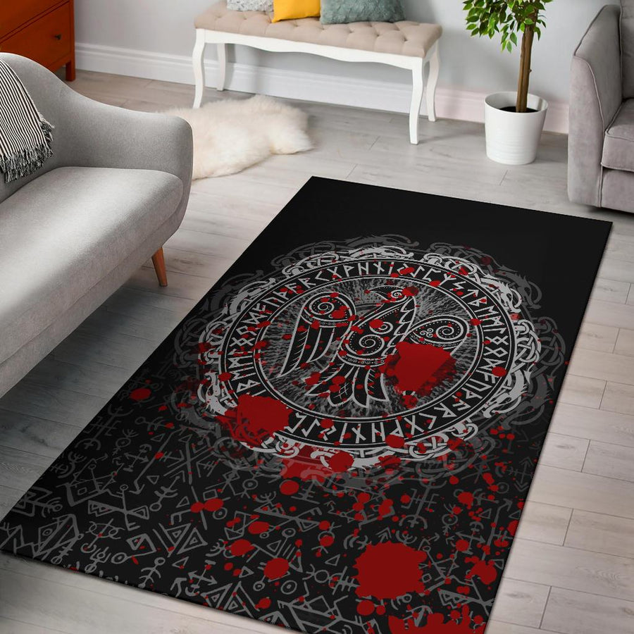 Tspinners Area Rug - Raven Celtic Tattoo Blood A31