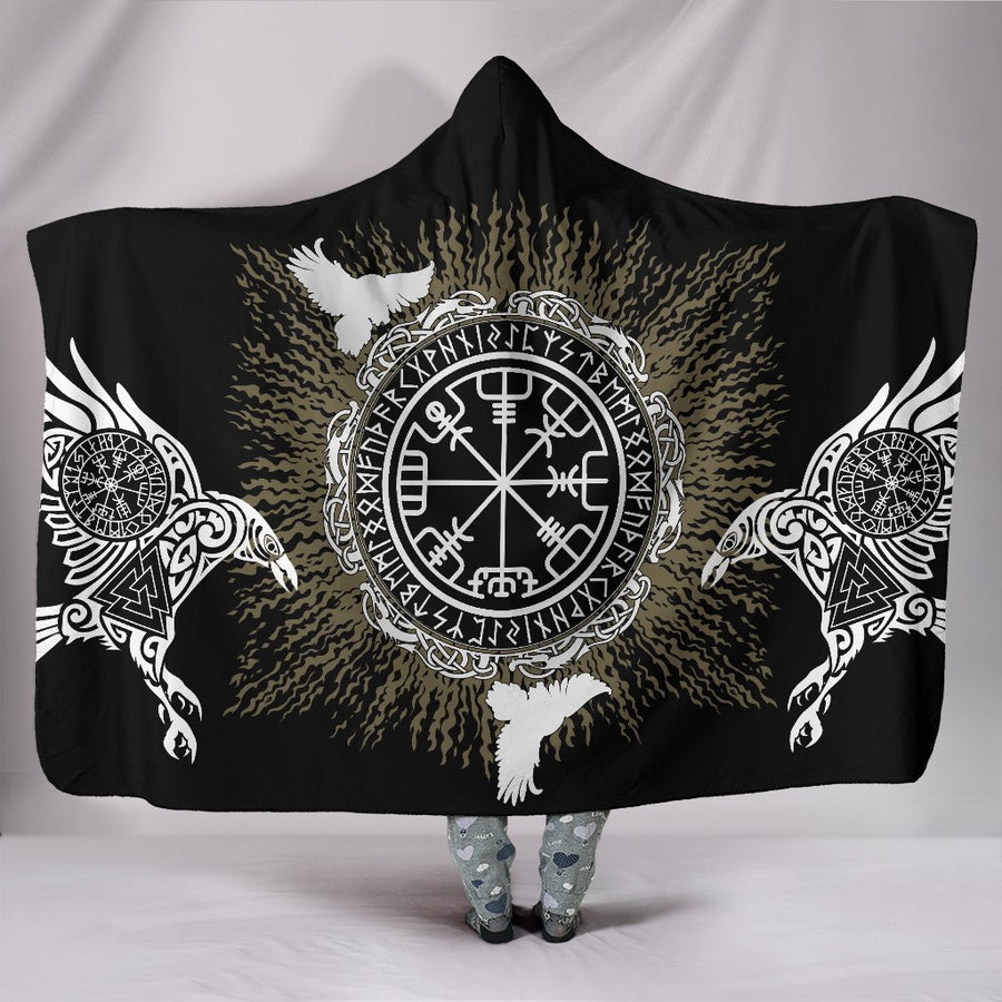Tspinners - Hooded Blanket Raven,Valknut and Vegvisir A27