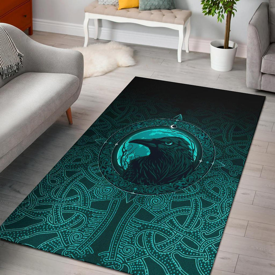 Tspinners Area Rug, Ethnic Odin Raven Cyan A31