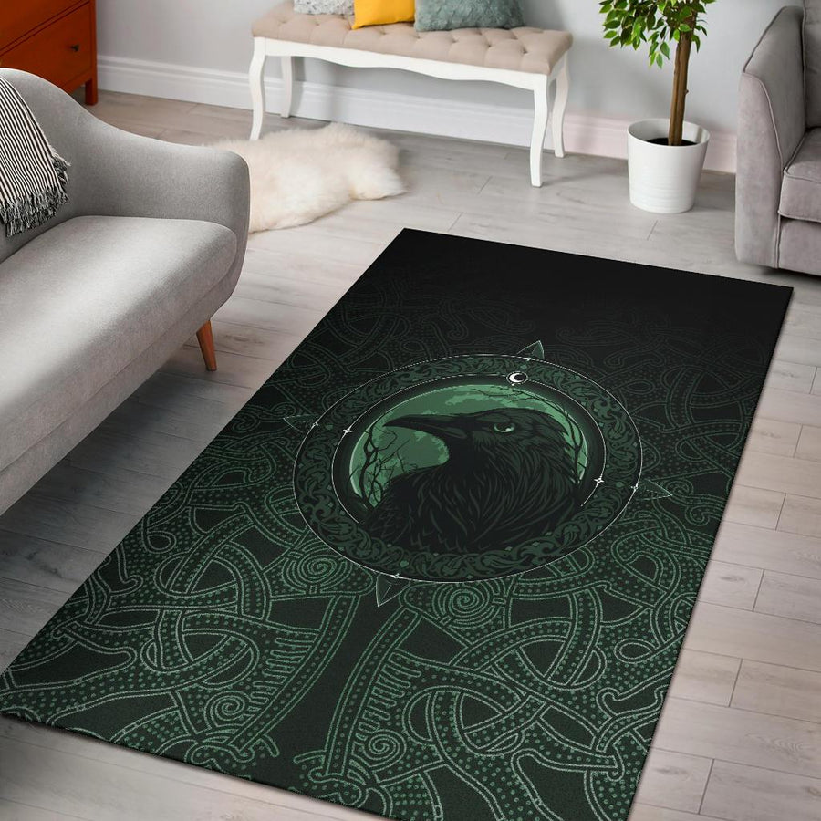 Tspinners Area Rug, Ethnic Odin Raven Green A31