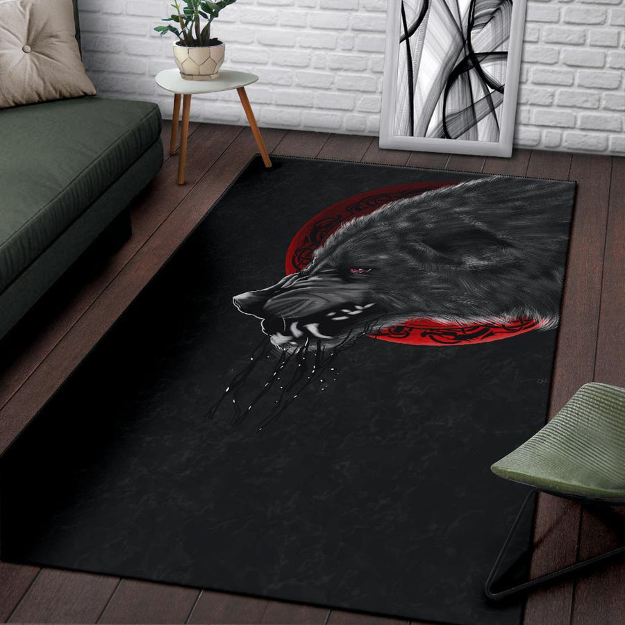 Tspinners Area Rug Wolf And Blood Moon A31
