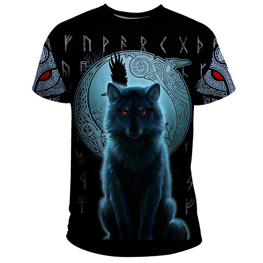 Tspinners T Shirt, Fenrir Viking Wolf And Moon A31