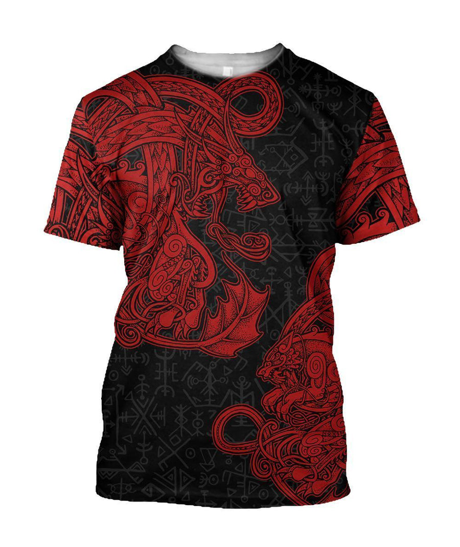 Tspinners T Shirt - Jormungandr and Fenrir Vikings 3D - ML