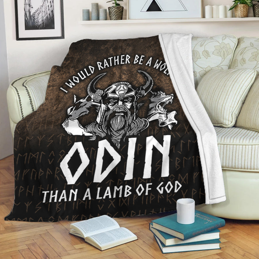 Tspinners Premium Blanket -I Would Rather Be A Wolf Of Odin Than A Lamb Of God Premium Blanket A7