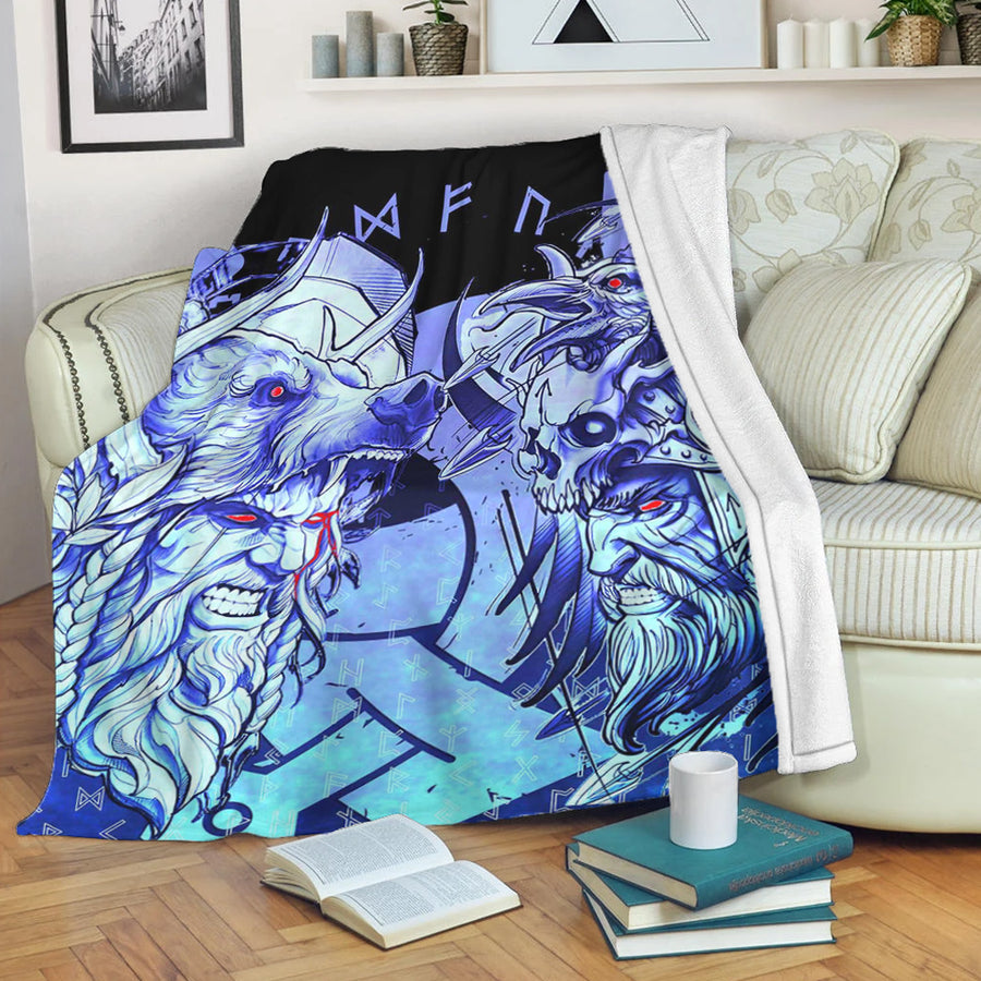 Tspinners Premium Blanket - Norse Warrior Berserker Blue Premium Blanket A94