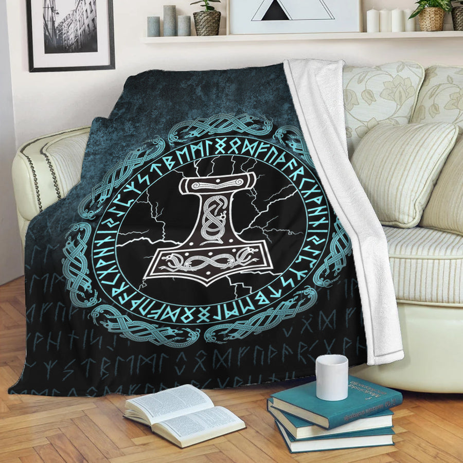 Tspinners Premium Blanket -Mjolnir Hammer of Thor Runes Premium Blanket A7