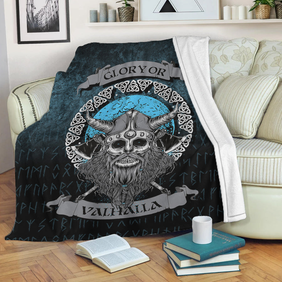 Tspinners Premium Blanket - Glory or Valhalla Viking Skull Premium Blanket A7