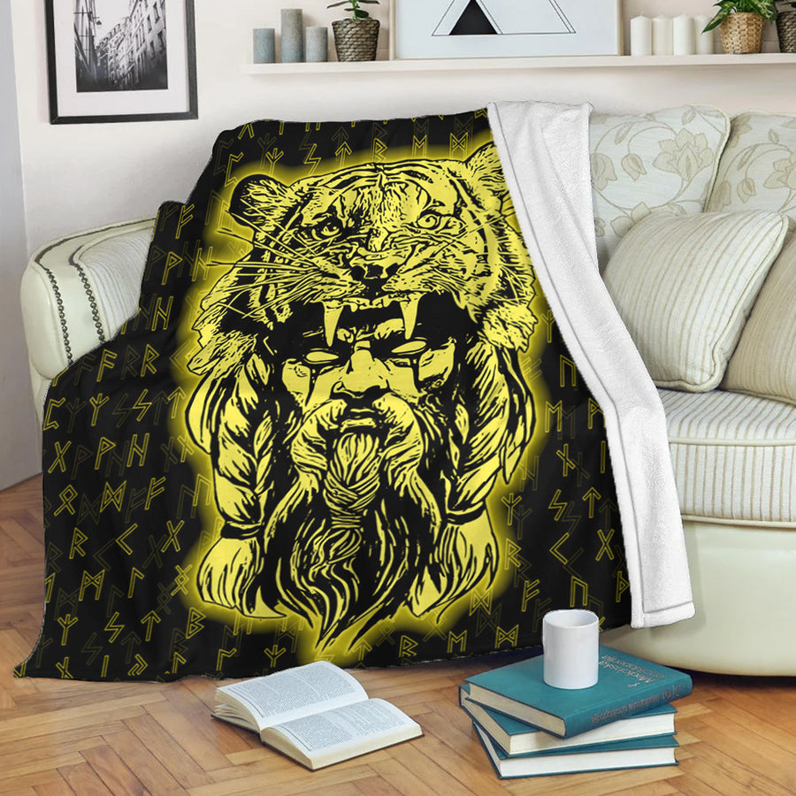 Tspinners Premium Blanket -Wolf Odin Viking Set Gold Premium Blanket A95