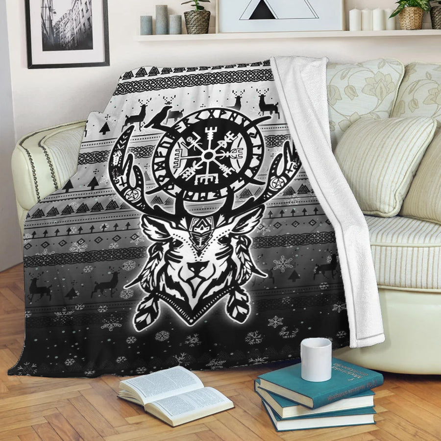 Tspinners Premium Blanket -Viking Reindeer Vegvisir Premium Blanket A94
