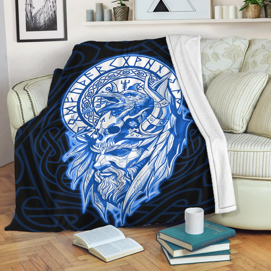 Tspinners Premium Blanket -Viking Odin Set Blue Premium Blanket A95