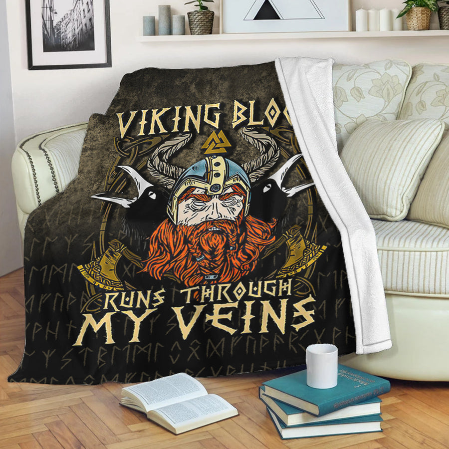 Tspinners Premium Blanket -Viking Blood Runs Through My Veins Premium Blanket A7