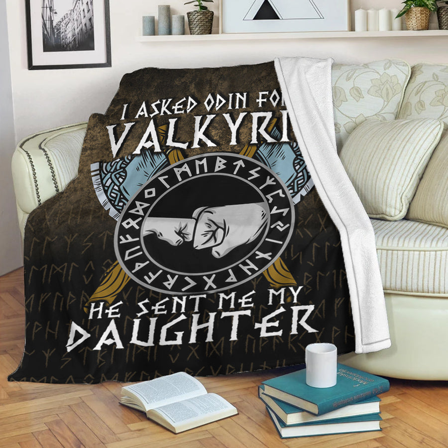 Tspinners Premium Blanket - I asked Odin for a Valkyrie Viking Daughter Premium Blanket A7