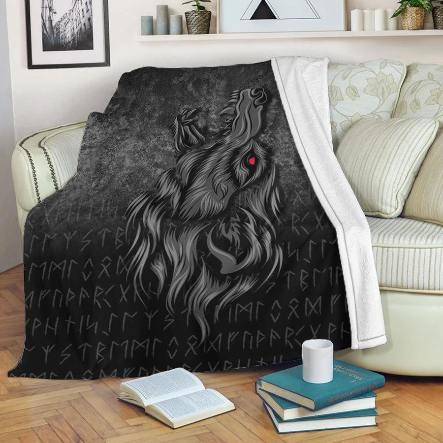 Tspinners Premium Blanket -Viking Fenrir Wolf Howls To The Gods Premium Blanket A7