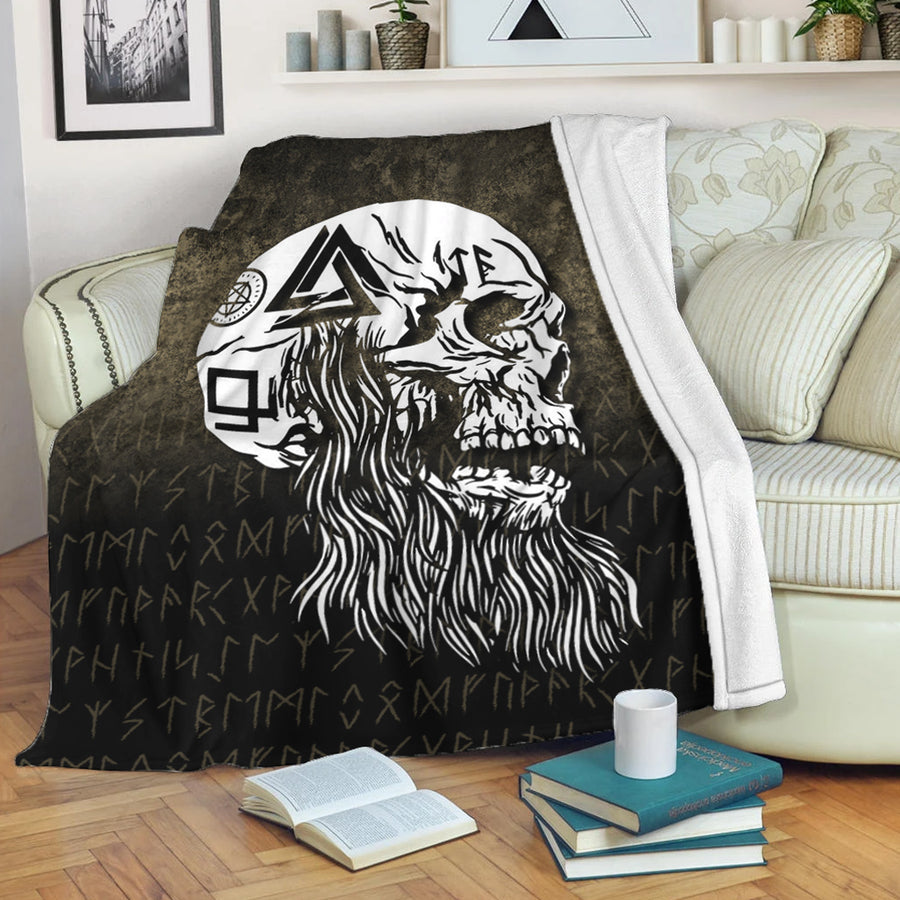 Tspinners Premium Blanket -Viking-Skull-with-tattoos-and-long-beard Premium Blanket A7