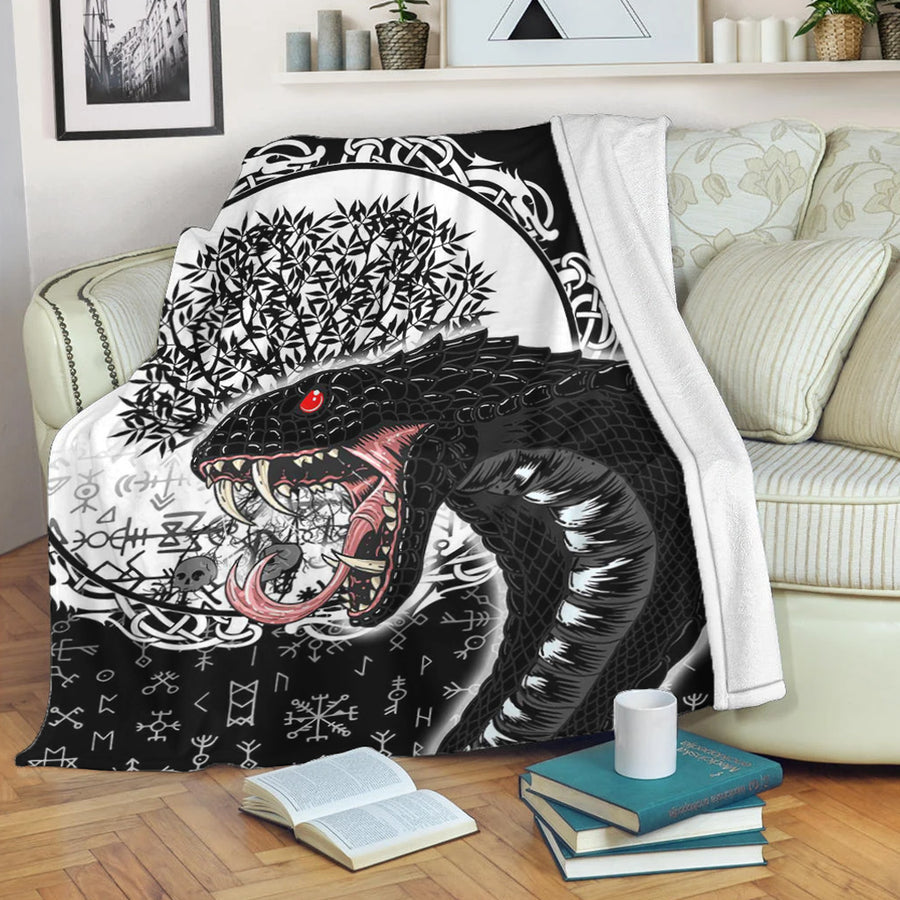 Tspinners Premium Blanket - Jomngandr and Yggdrasil Black and White Premium Blanket A35