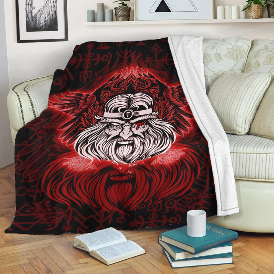 Tspinners Premium Blanket -Viking Odin Red Premium Blanket A95