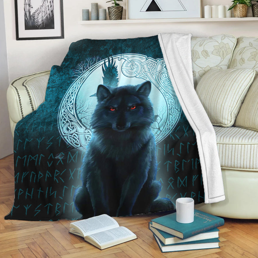 Tspinners Premium Blanket - Fenrir Viking Wolf - Cyan Version Premium Blanket A7