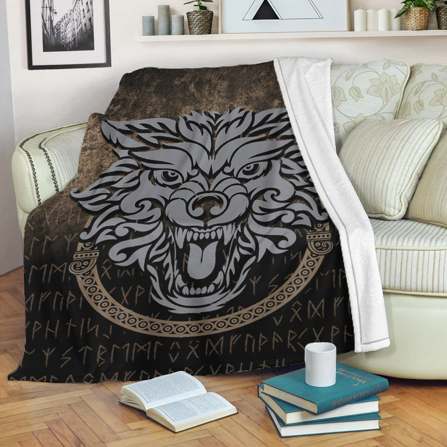 Tspinners Premium Blanket - Norse Pagan Viking Wolf Premium Blanket A7
