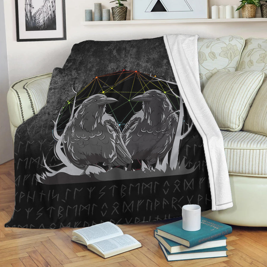 Tspinners Premium Blanket -Huginn And Muninn Norse Mythology Ravens Midgard Birds Crow Premium Blanket A7