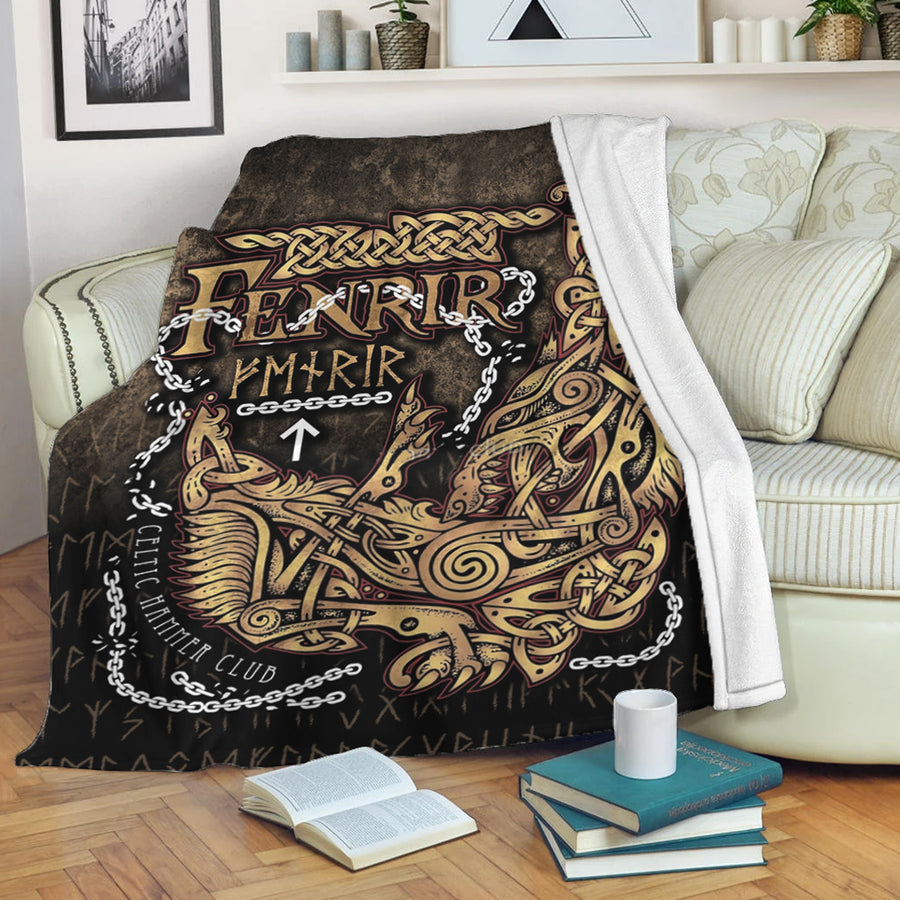 Tspinners Premium Blanket - Fenrir Ragnarok Viking Monster Wolf Premium Blanket A7