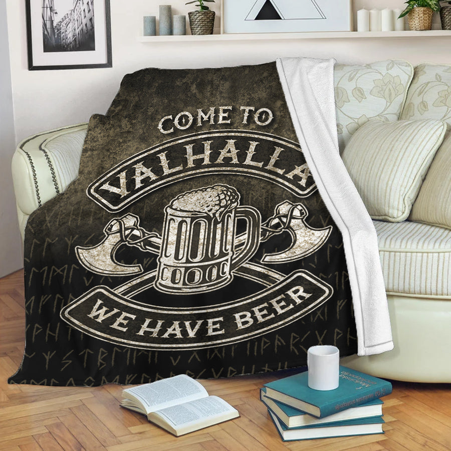 Tspinners Premium Blanket - Come To Valhalla We Have Beer Funny Nordic Viking Premium Blanket A7