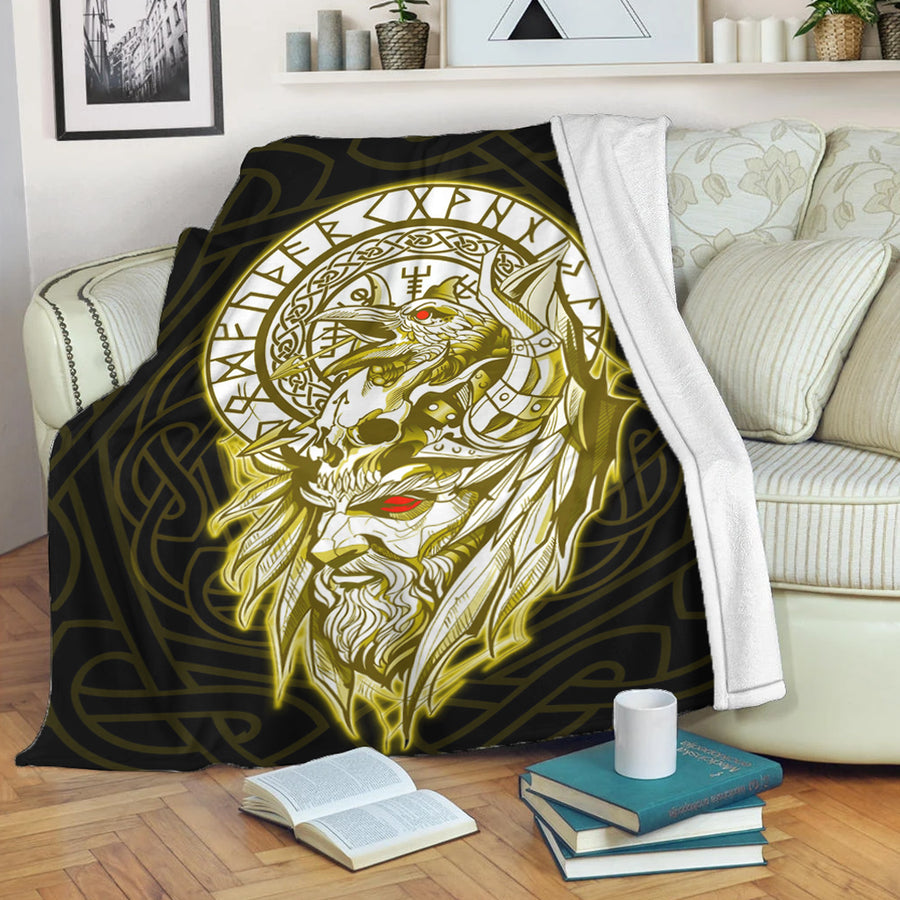Tspinners Premium Blanket -Viking Odin Set Gold Premium Blanket A95