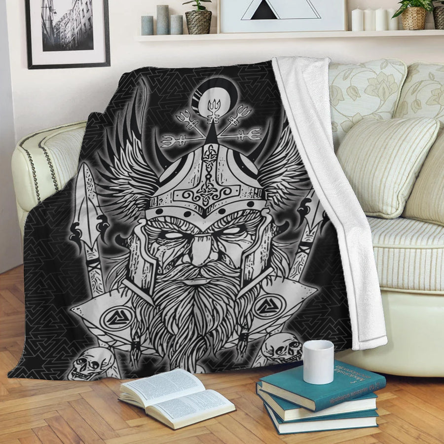 Tspinners Premium Blanket -Odin And Wolf Viking Homeset Premium Blanket A95