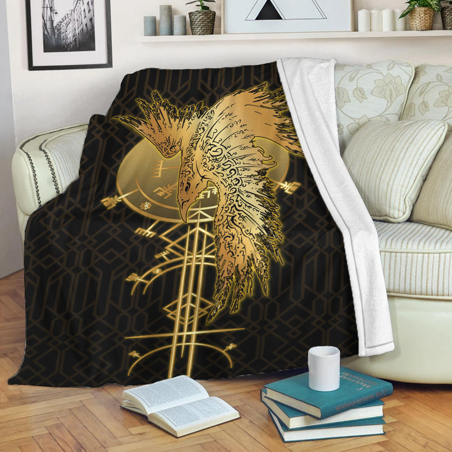 Tspinners Premium Blanket -Viking Raven Gold Premium Blanket A95