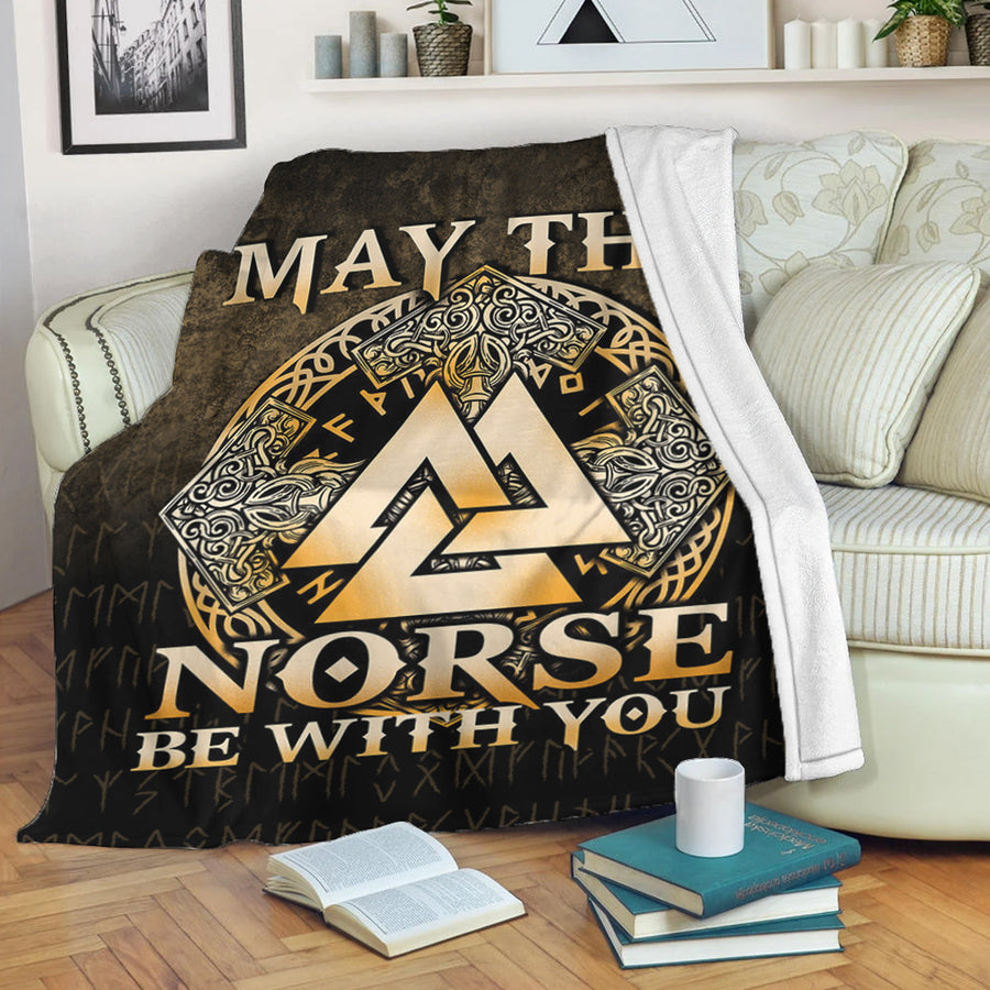 Tspinners Premium Blanket - May The Norse Be With You Viking - Gold Version Premium Blanket A7