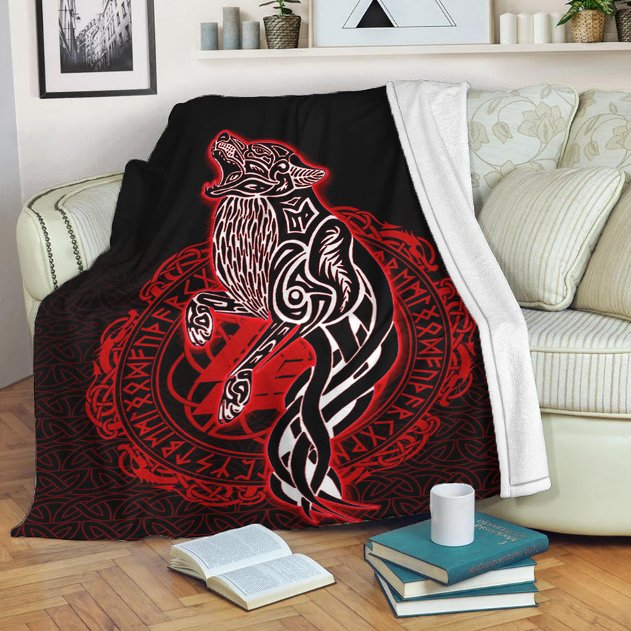Tspinners Premium Blanket -Wolf Viking Red Premium Blanket A95