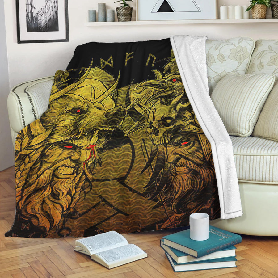 Tspinners Premium Blanket - Norse Warrior Berserker Gold Premium Blanket A94