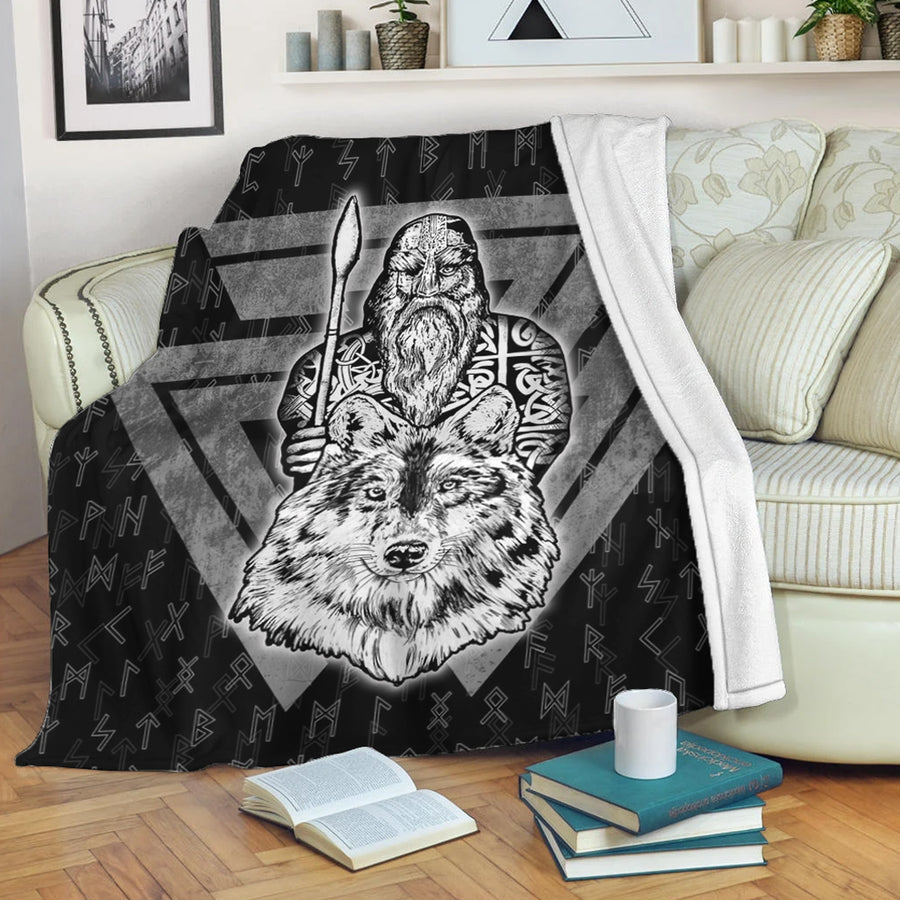 Tspinners Premium Blanket -Viking Odin Wolf Premium Blanket A95