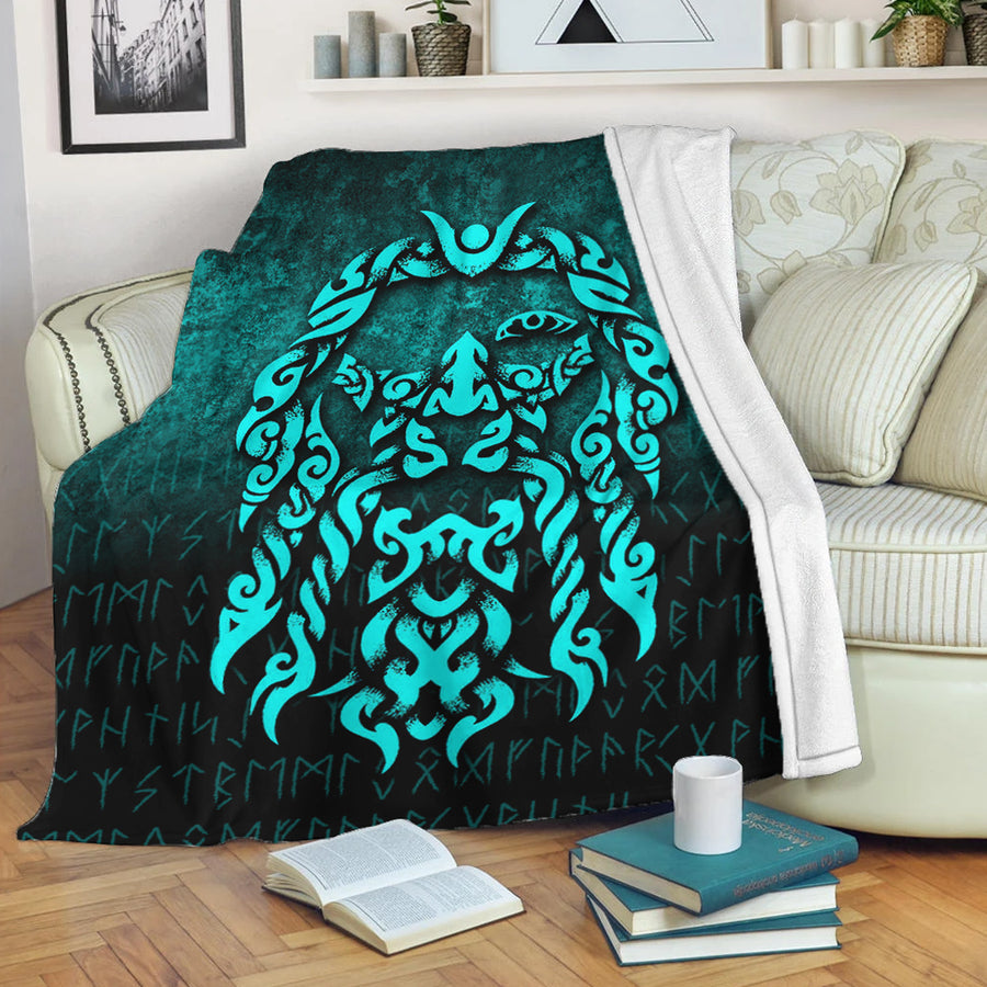 Tspinners Premium Blanket - Viking God Odin Allfather In Asgard Raven God - Cyan Version Premium Blanket A7