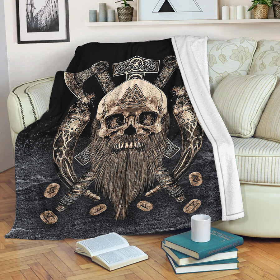 Tspinners Premium Blanket - Odin And Axe Celtic Viking Premium Blanket A95