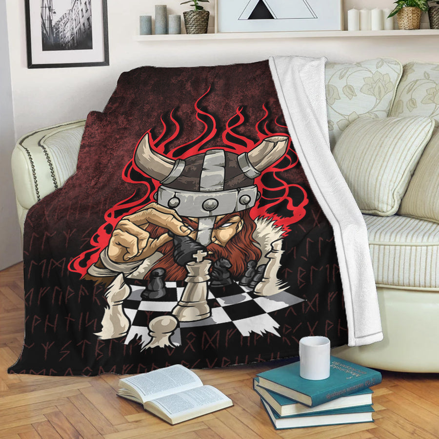 Tspinners Premium Blanket - Brave Viking With Chessboard Chess Premium Blanket A7