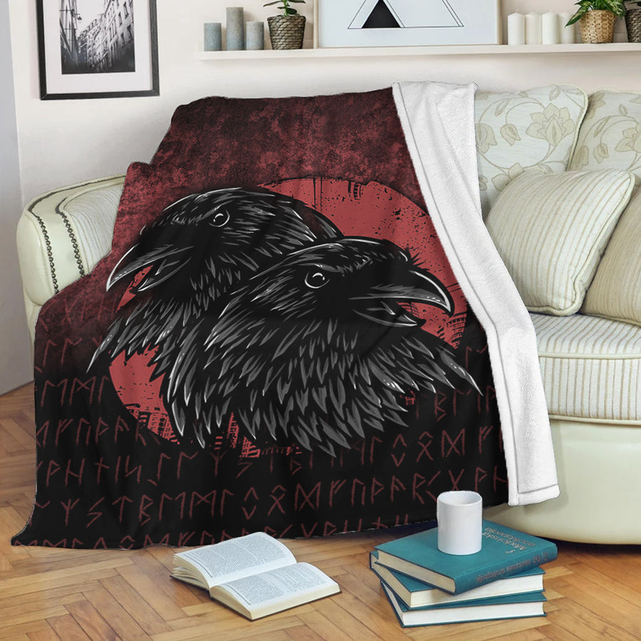 Tspinners Premium Blanket -Huginn And Muninn Birds Norse Mythology Crow Hunters Wildlife Animals Premium Blanket A7