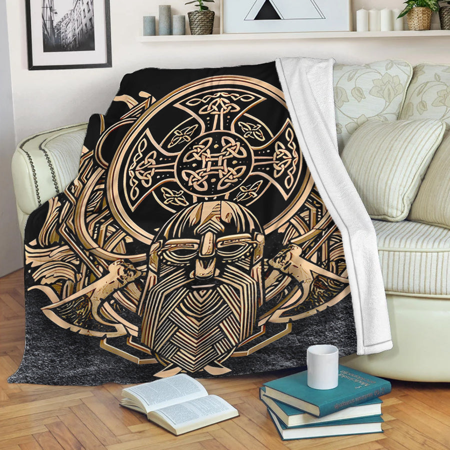 Tspinners Premium Blanket - Celtic Odin Axe Viking Premium Blanket A95