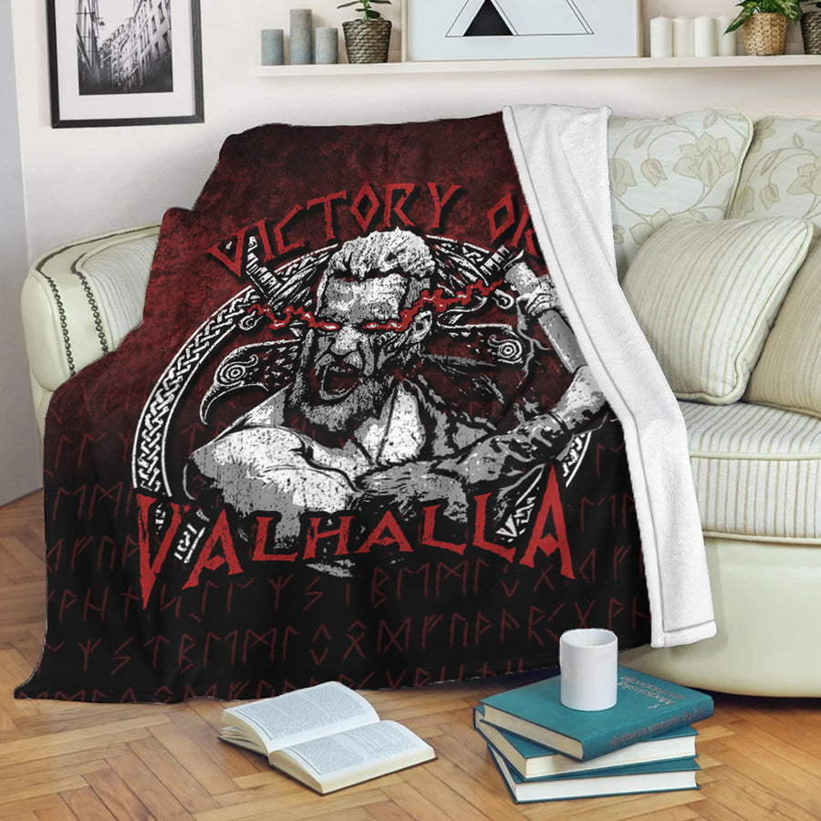 Tspinners Premium Blanket - Axe Warrior Raven Odin Thor Victory Or Valhalla Premium Blanket A7