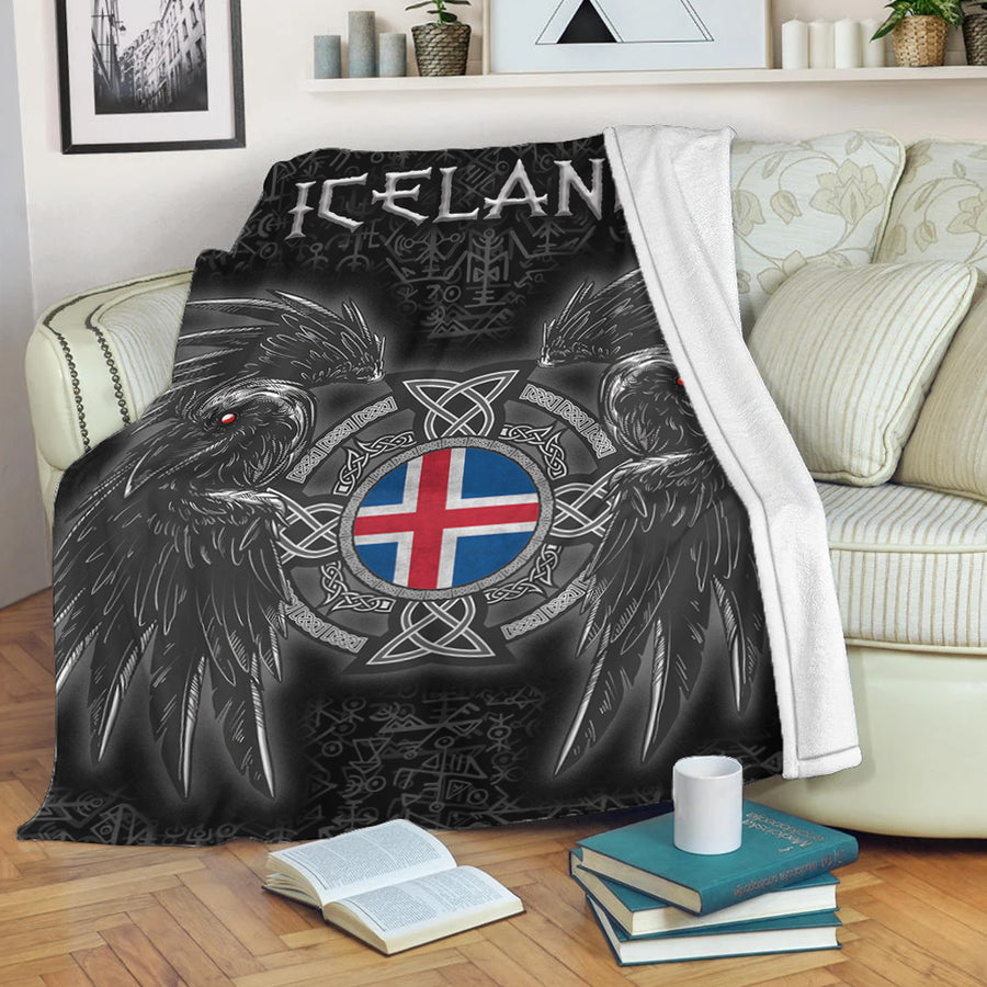 Tspinners Premium Blanket - Iceland Viking Raven Premium Blanket A95