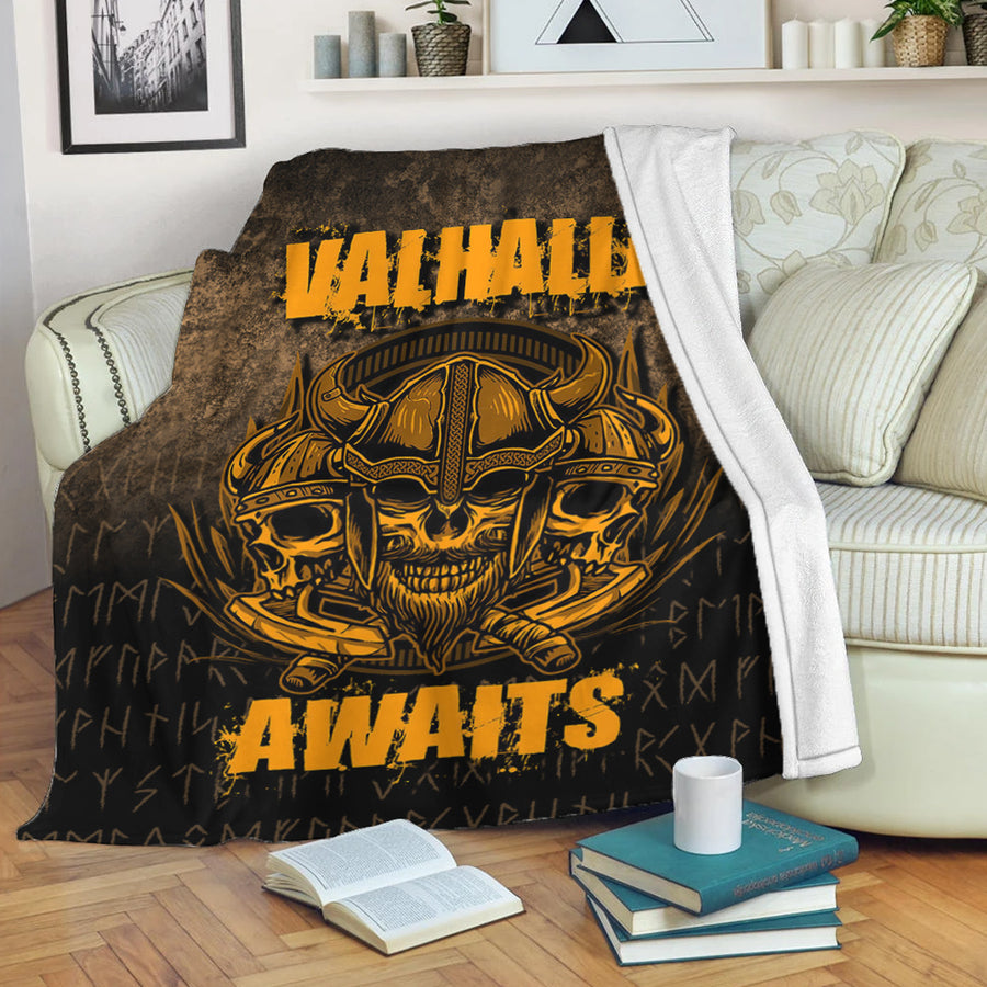 Tspinners Premium Blanket -Valhalla-Awaits-Warrior Premium Blanket A7