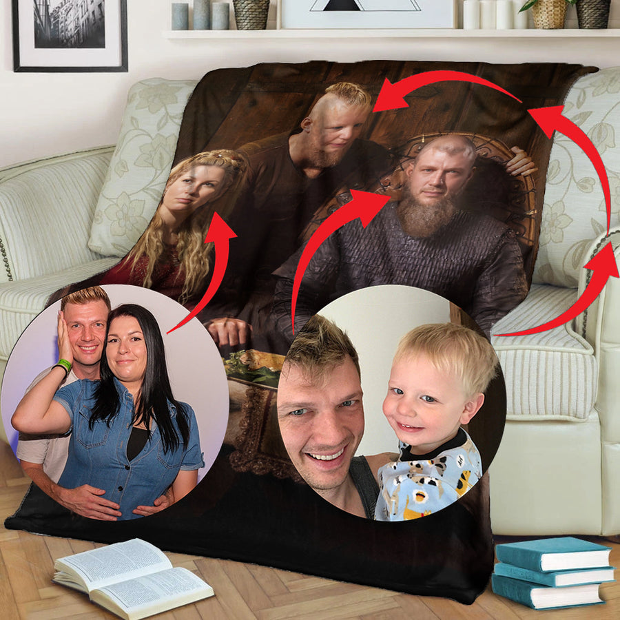 Tspinners Personailzed - Personal Portrait In The Picture Family of Three Tspinners Premium Blanket A35