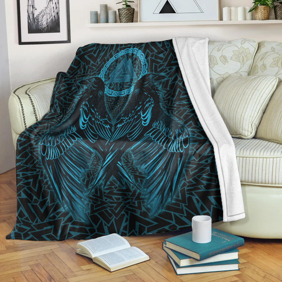 Tspinners Premium Blanket Raven Valknut Cyan A15