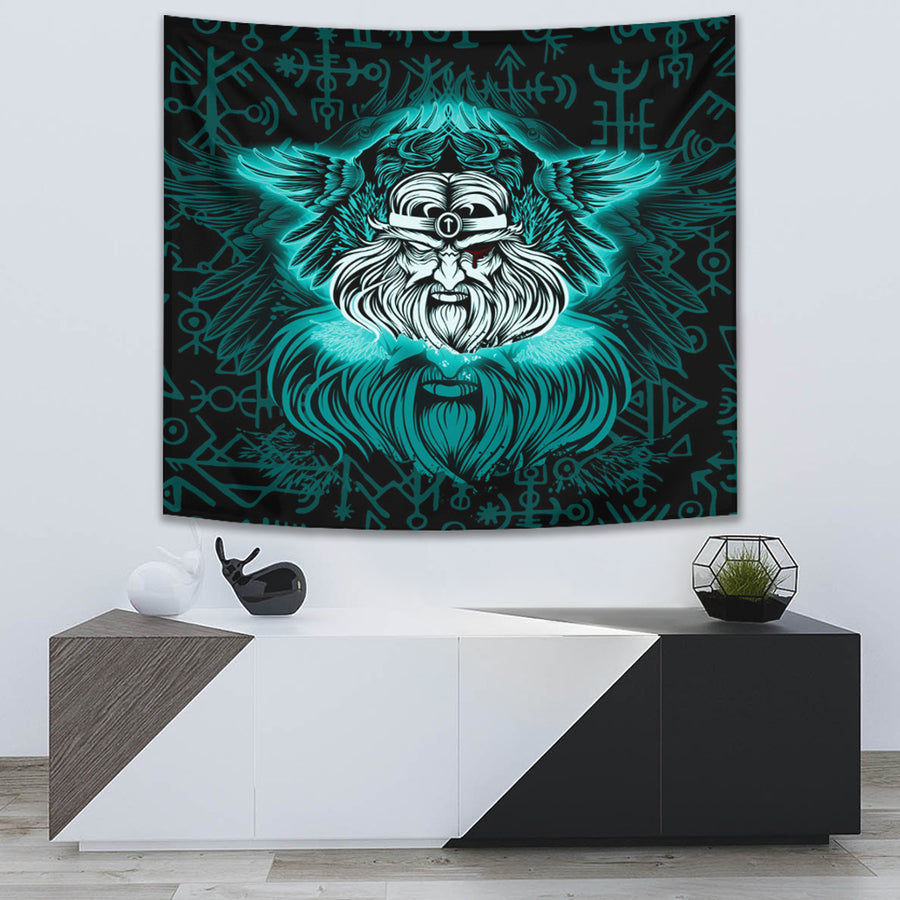 Tspinners Tapestry -Viking Odin Turquoise Tapestry A95