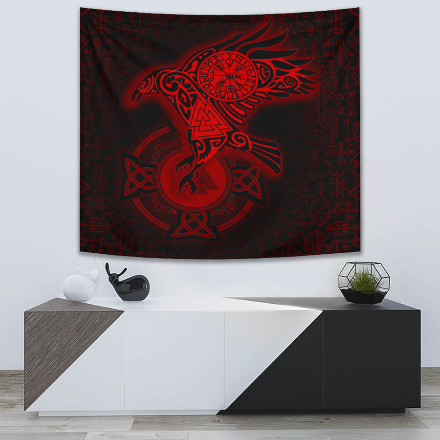 Tspinners Tapestry -Celtic Raven Red Viking Homeset Tapestry A95