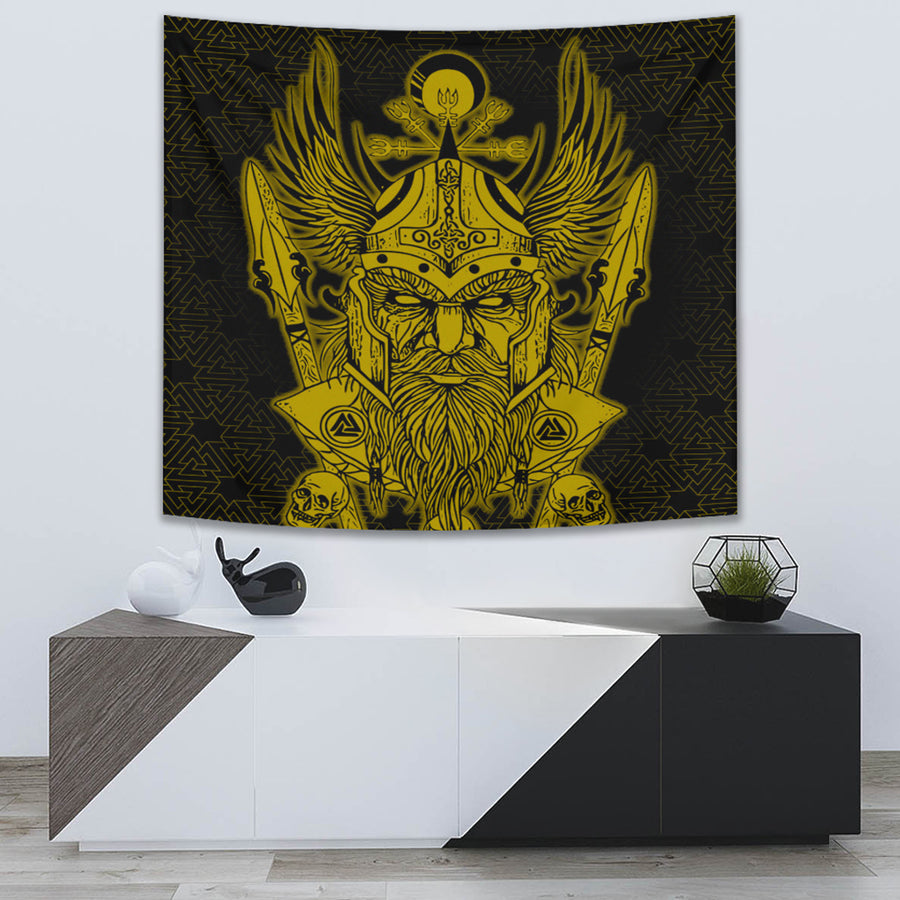 Tspinners Tapestry -Odin And Raven Gold Viking Homeset Tapestry A95